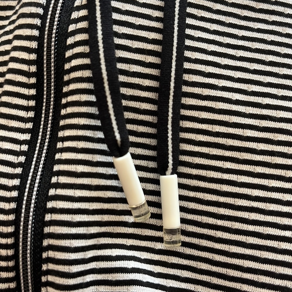 TANGERINE Top Hoodie Zip Jacket, XXL Black White Shirt Top Sweatshirt Striped - Picture 11 of 11